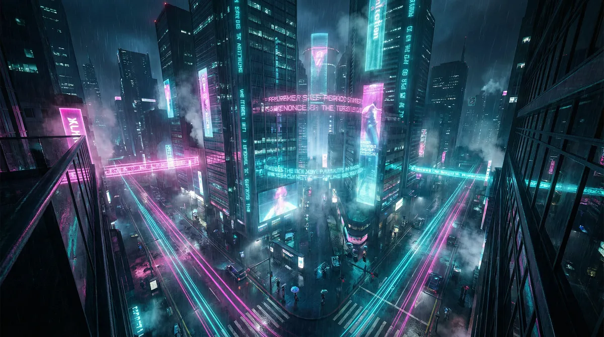 黄瓜app短视频下载 竖屏短剧平台首页背景 - 赛博朋克都市夜景